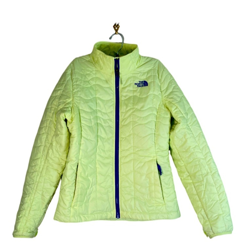 The North Face Women's Puffer Jacket in Lime Green and Blue